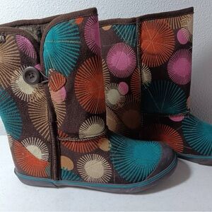 Skechers Boots Faux Suede & Fur Lining Firework Polka Dot Shimmer